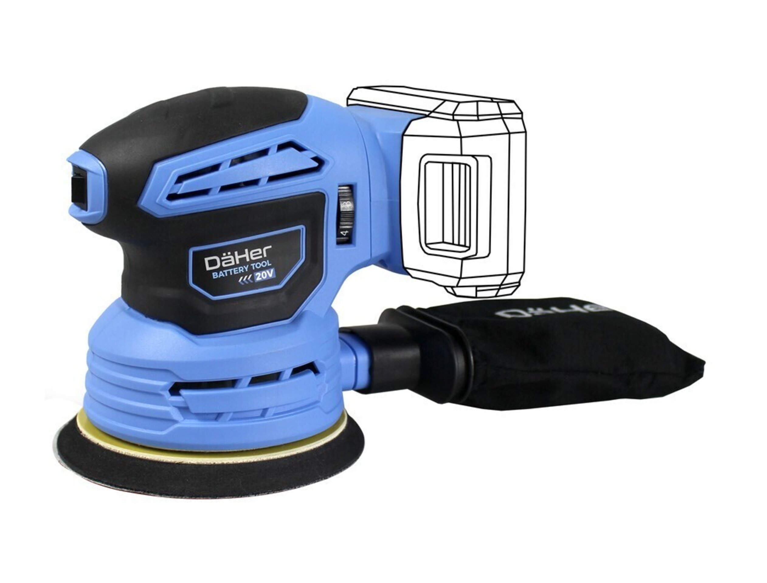Lijadora excéntrica 20V, con bateria li-on, portatil - 1