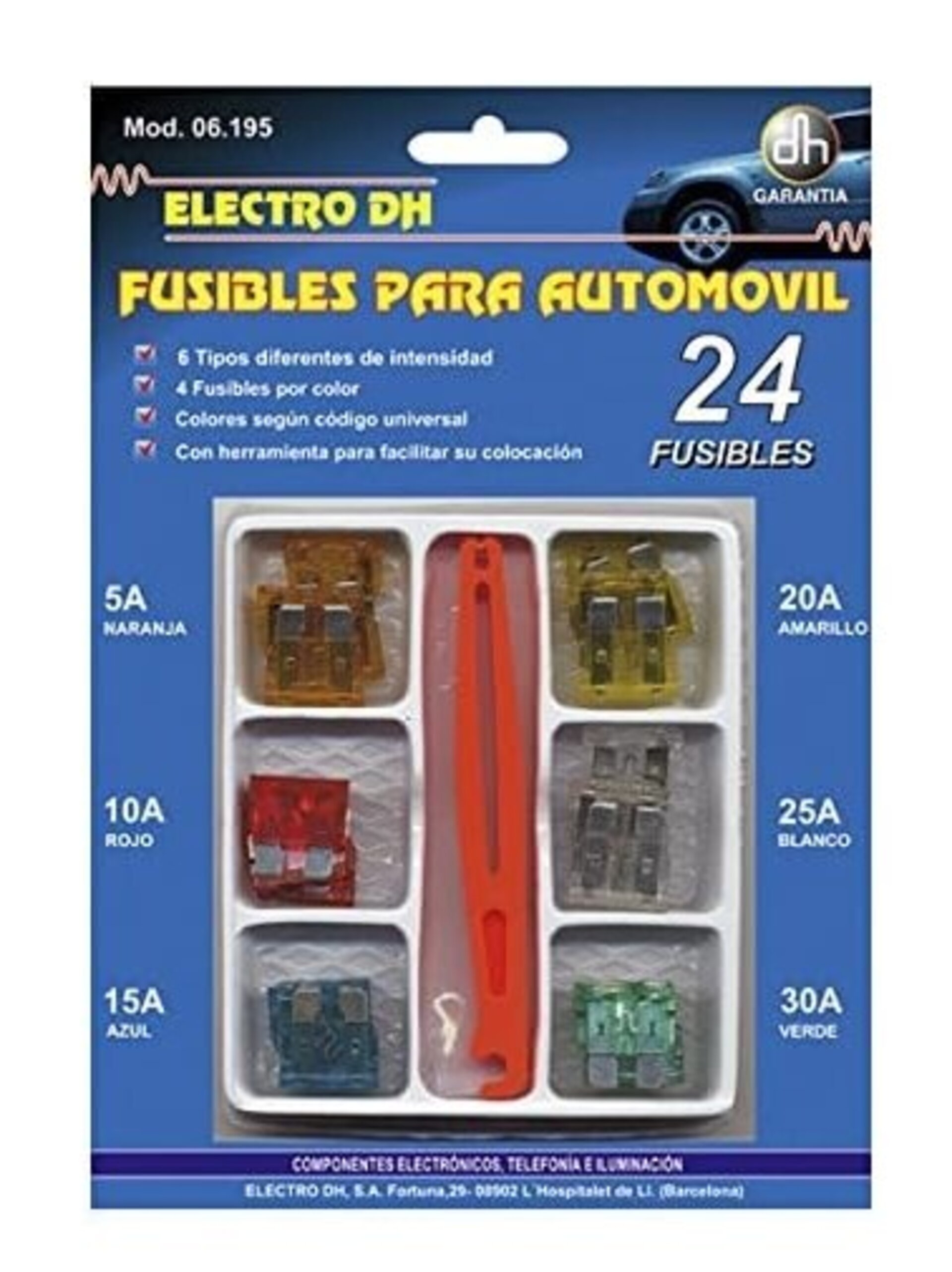 Fusibles automovil, 24 unidades, 6 colores - 1