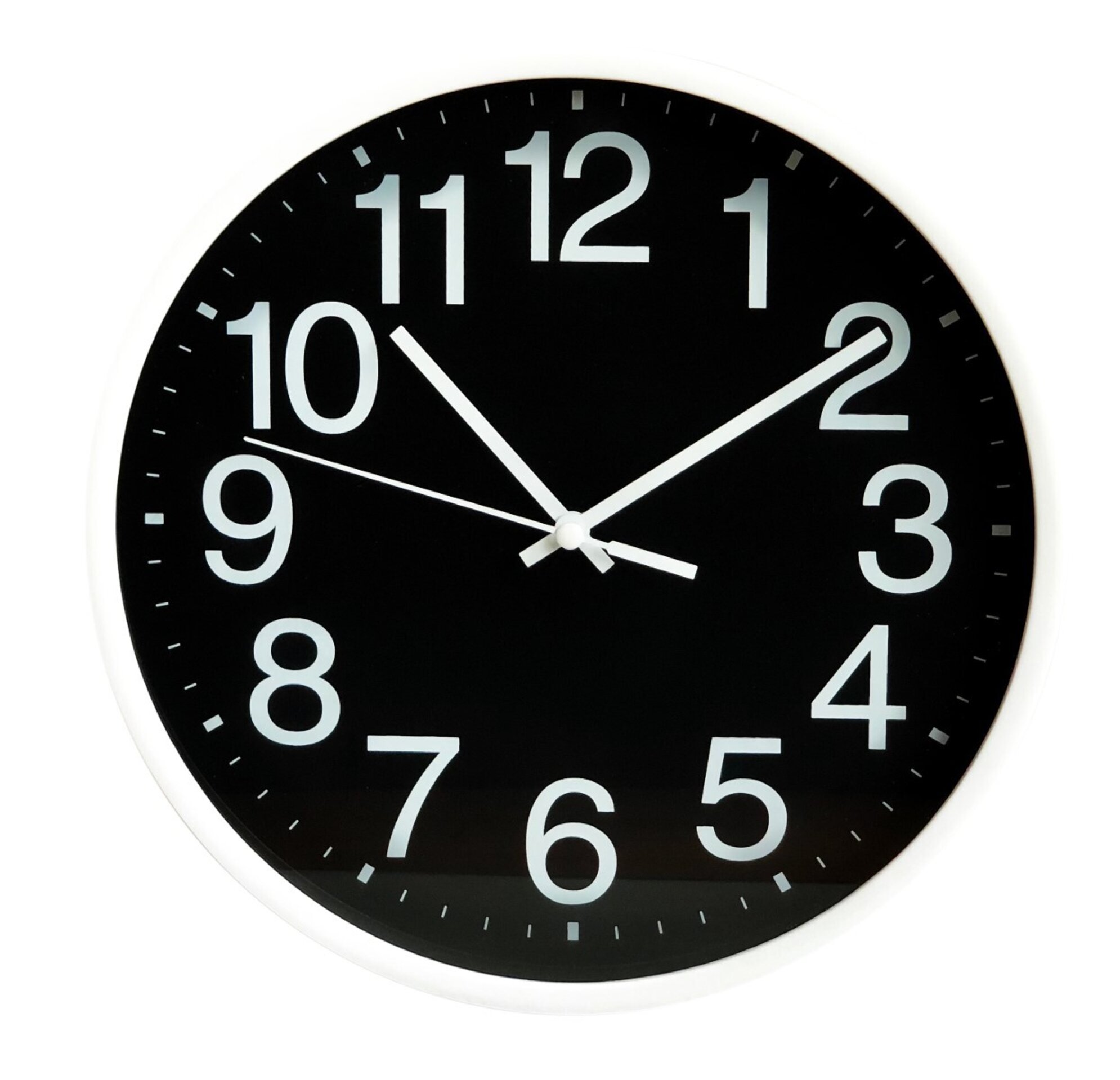 Reloj de pared redondo Ø25cm, negro, numeros grandes - 1
