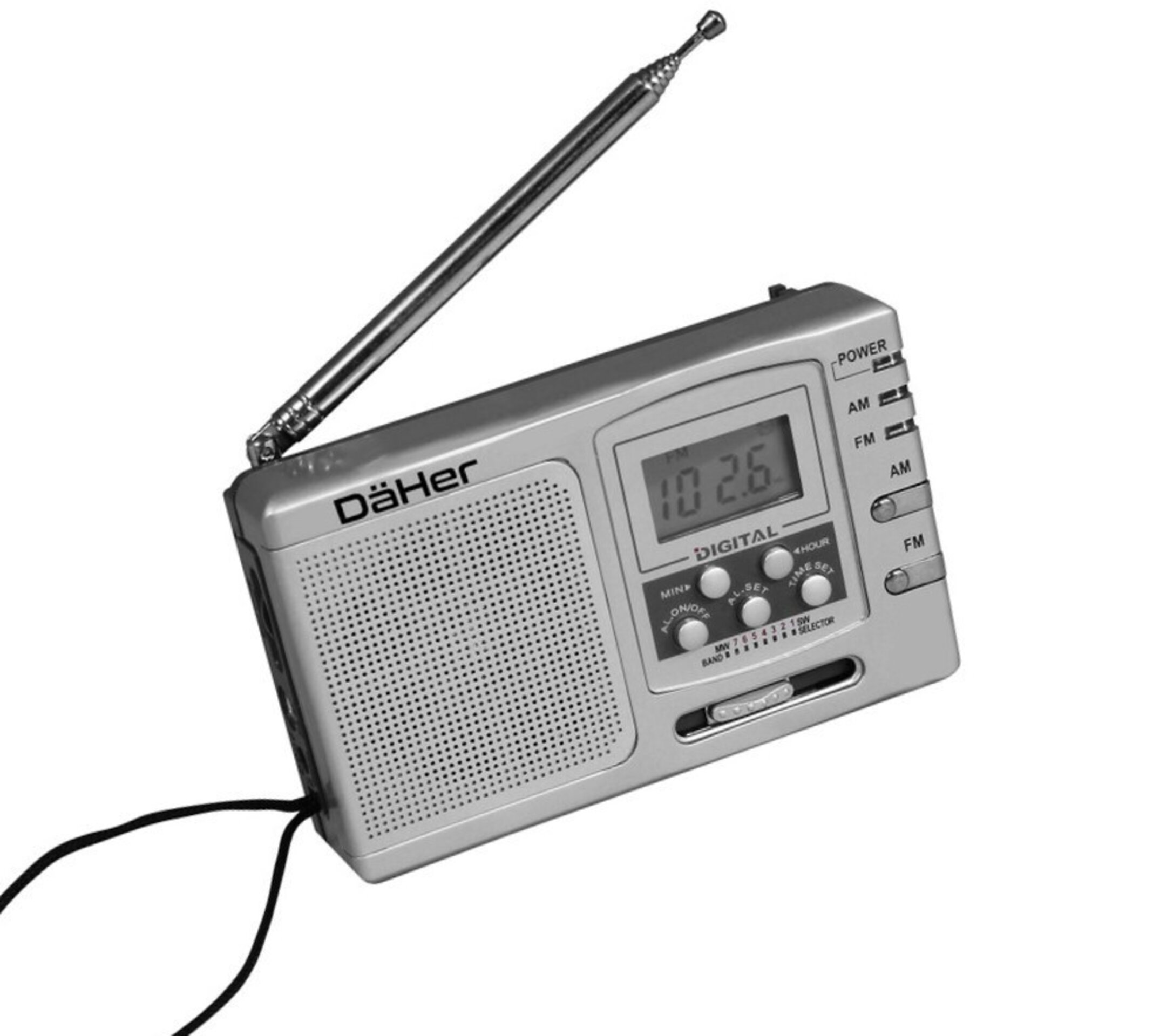 Radio portatil digital, Banda FM/MW/SW 1-7, 2 pilas AA - 1