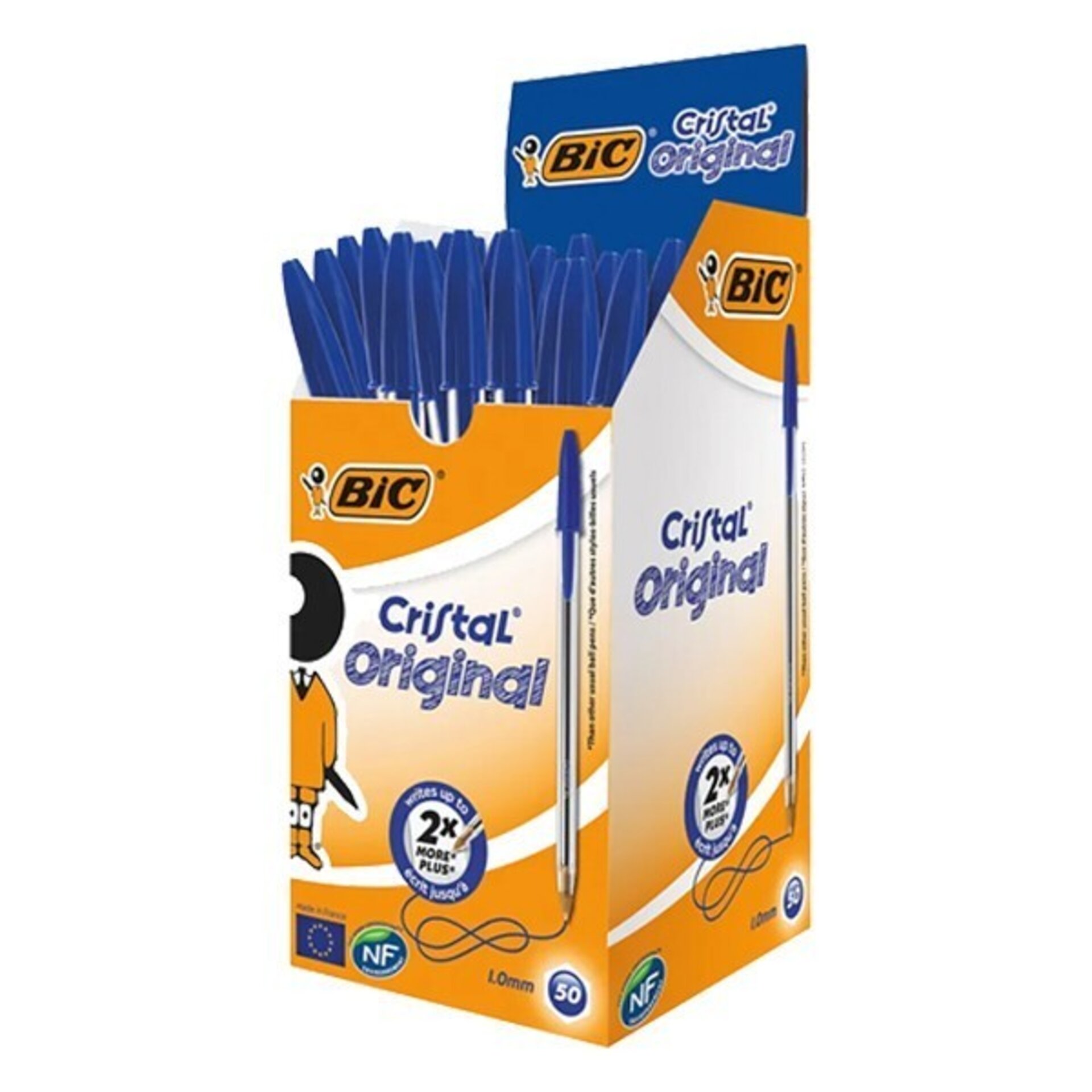 Boligrafo BIC, punta 1 mm, original, caja de 50 unidades, color azul - 1