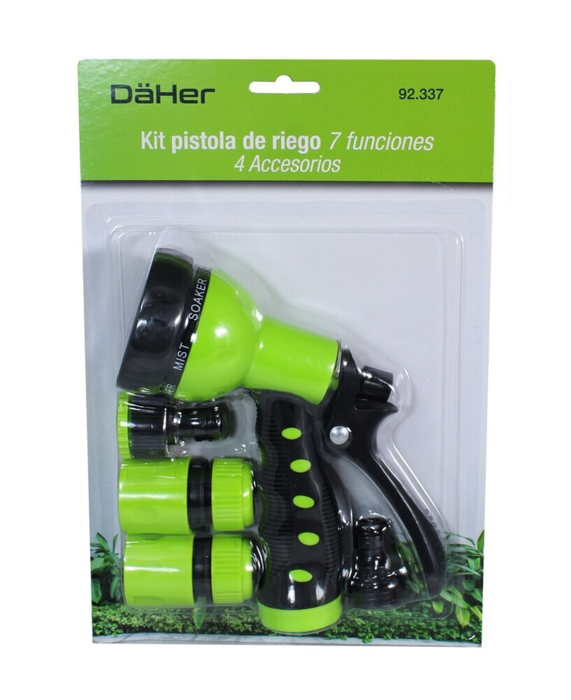 Pistola cabezal difusora agua, jardin,  multifuncion, accesorios - 2