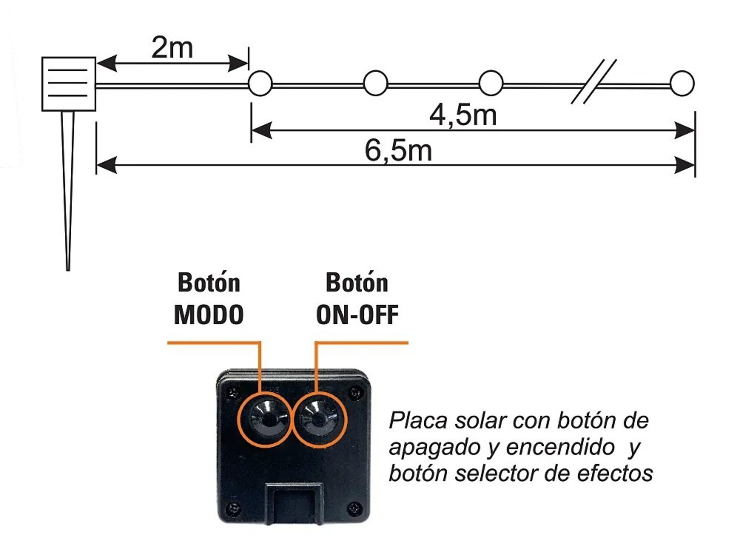 Guirnalda solar RGB, 30 mini bombillas led , 6,5 metros - 3