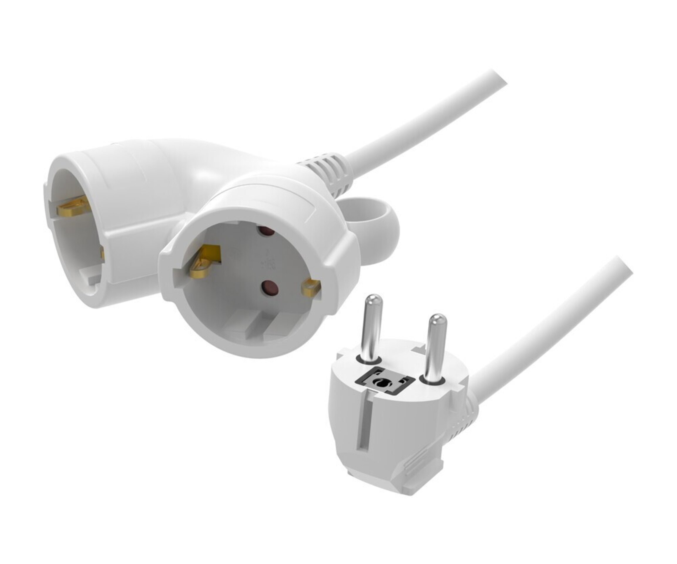 Prolongador doble 2 metros sin Interruptor, blanco, 3 x 1,5 mm - 1