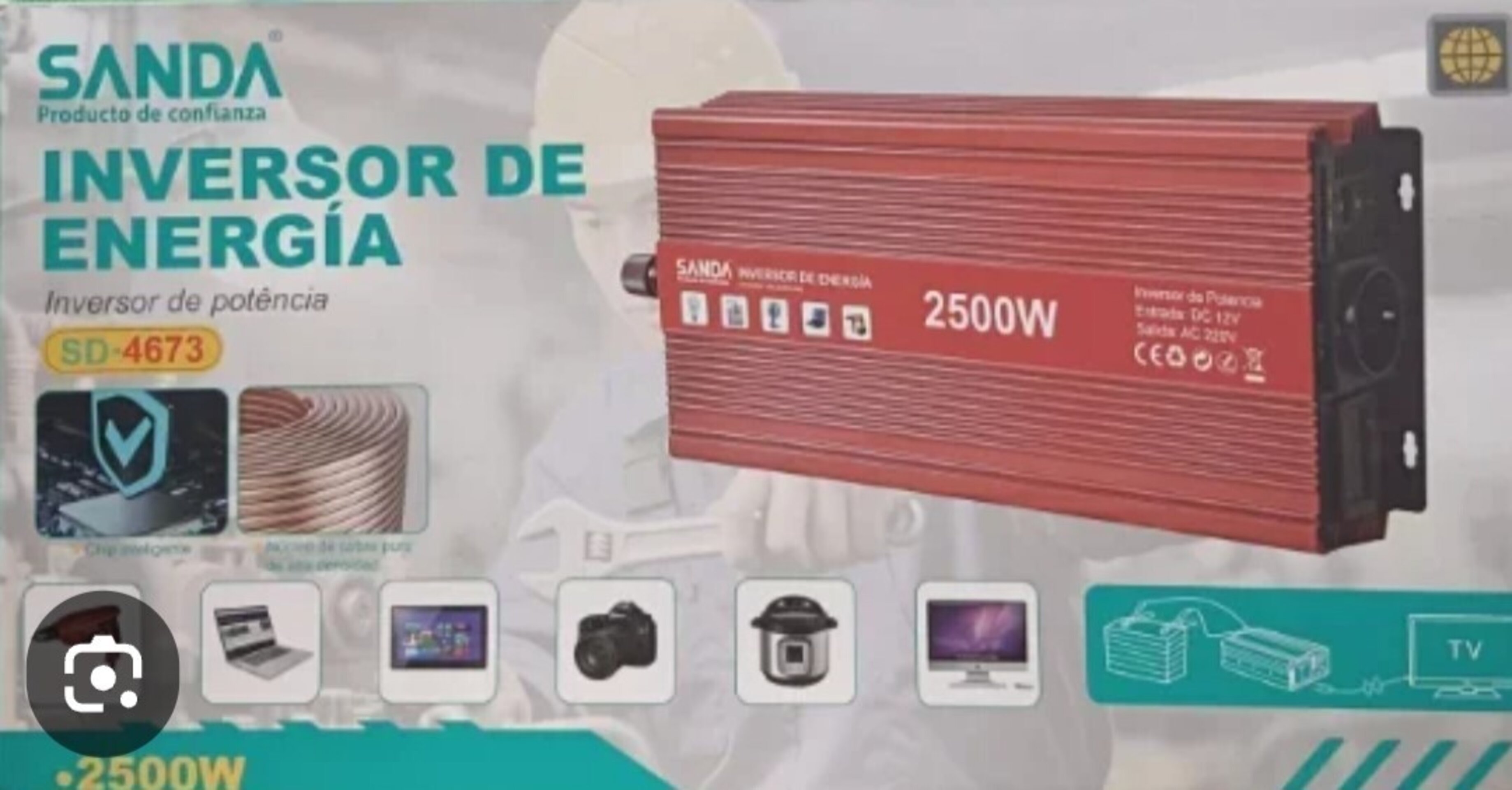 Inversor voltaje 2500 W, 12V a 230V - 1