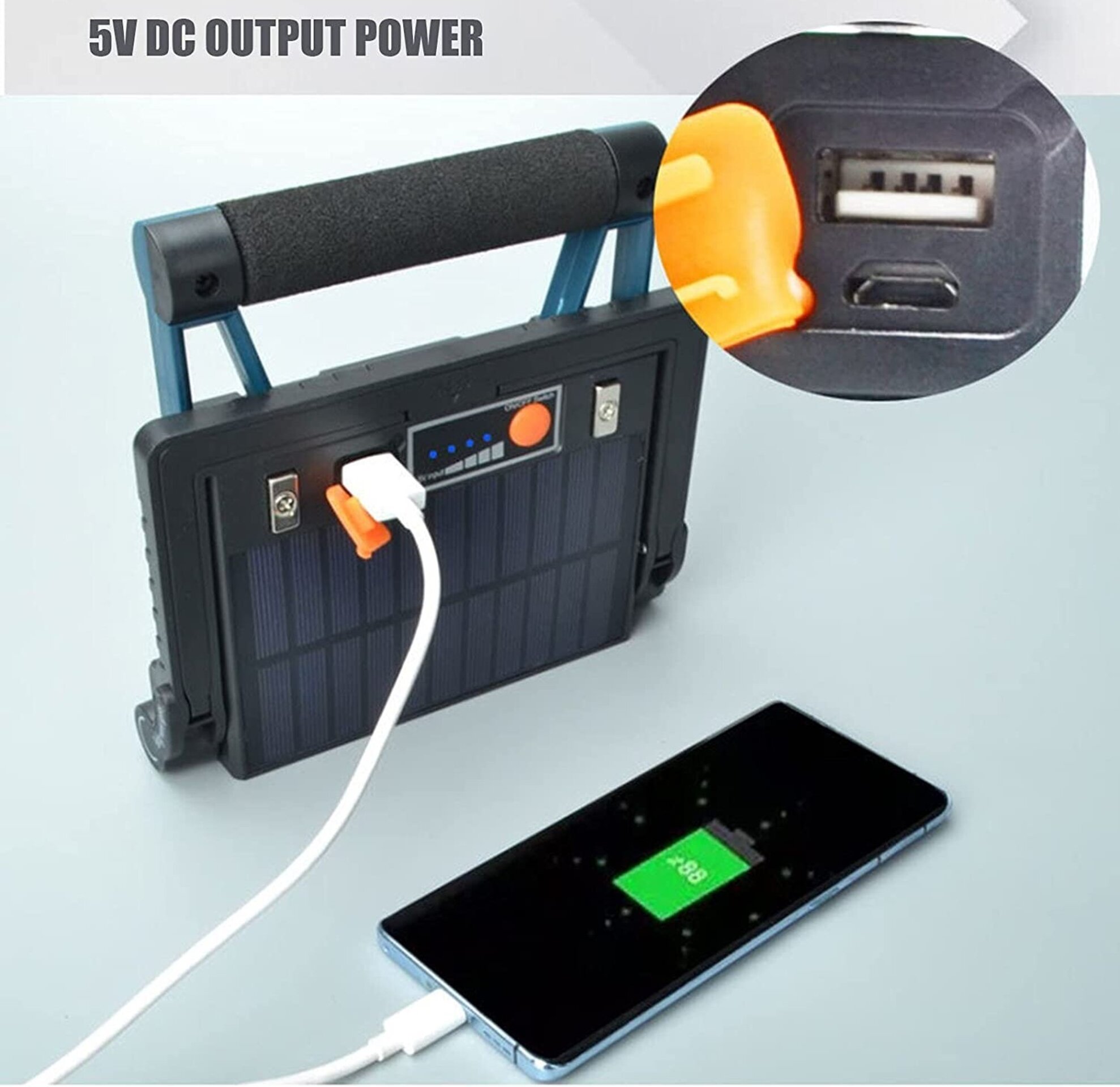Foco 10W Solar, portatil, funcion Power bank, recargable - 2