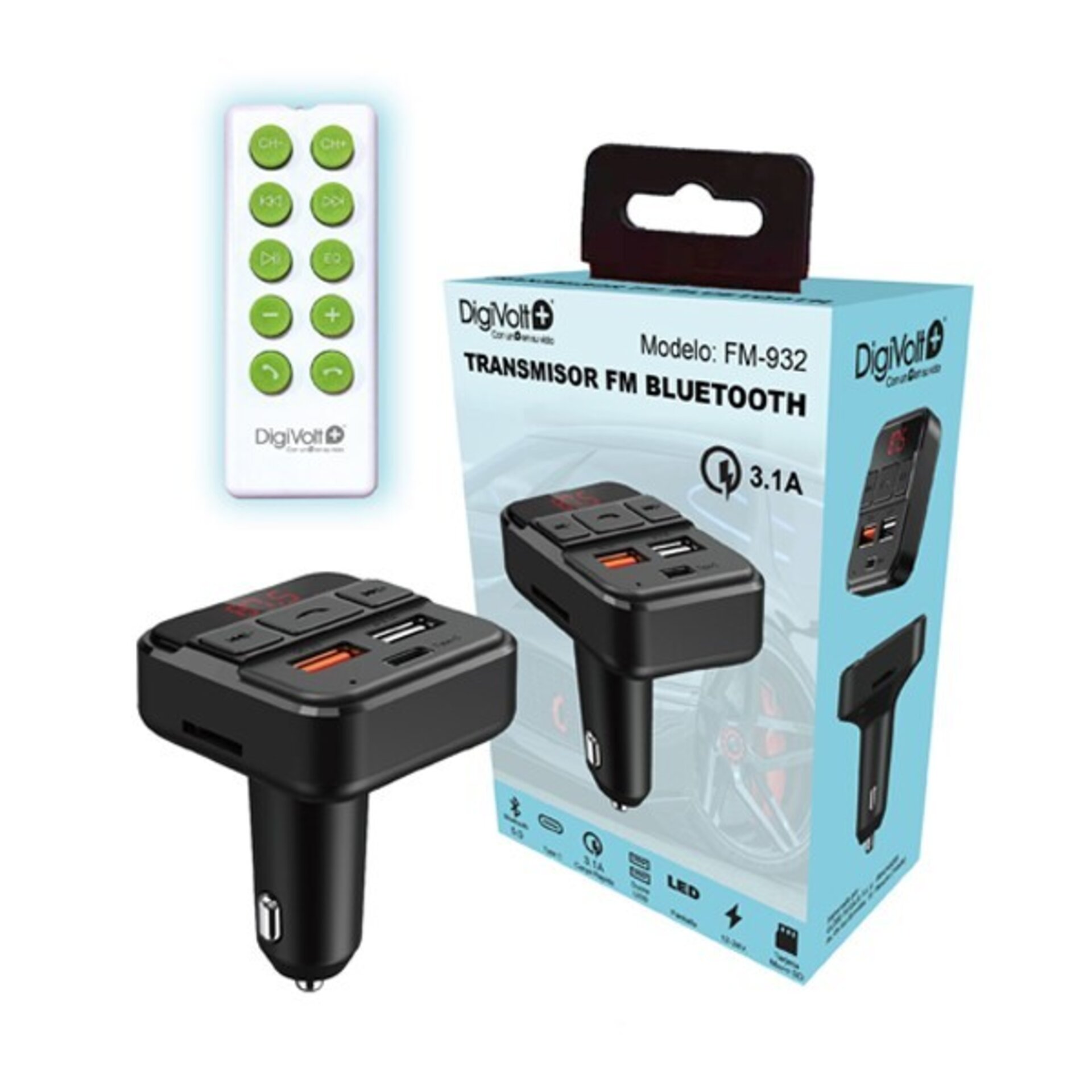 Transmisor Bluetooth, FM, cargador usb, vehiculos - 1