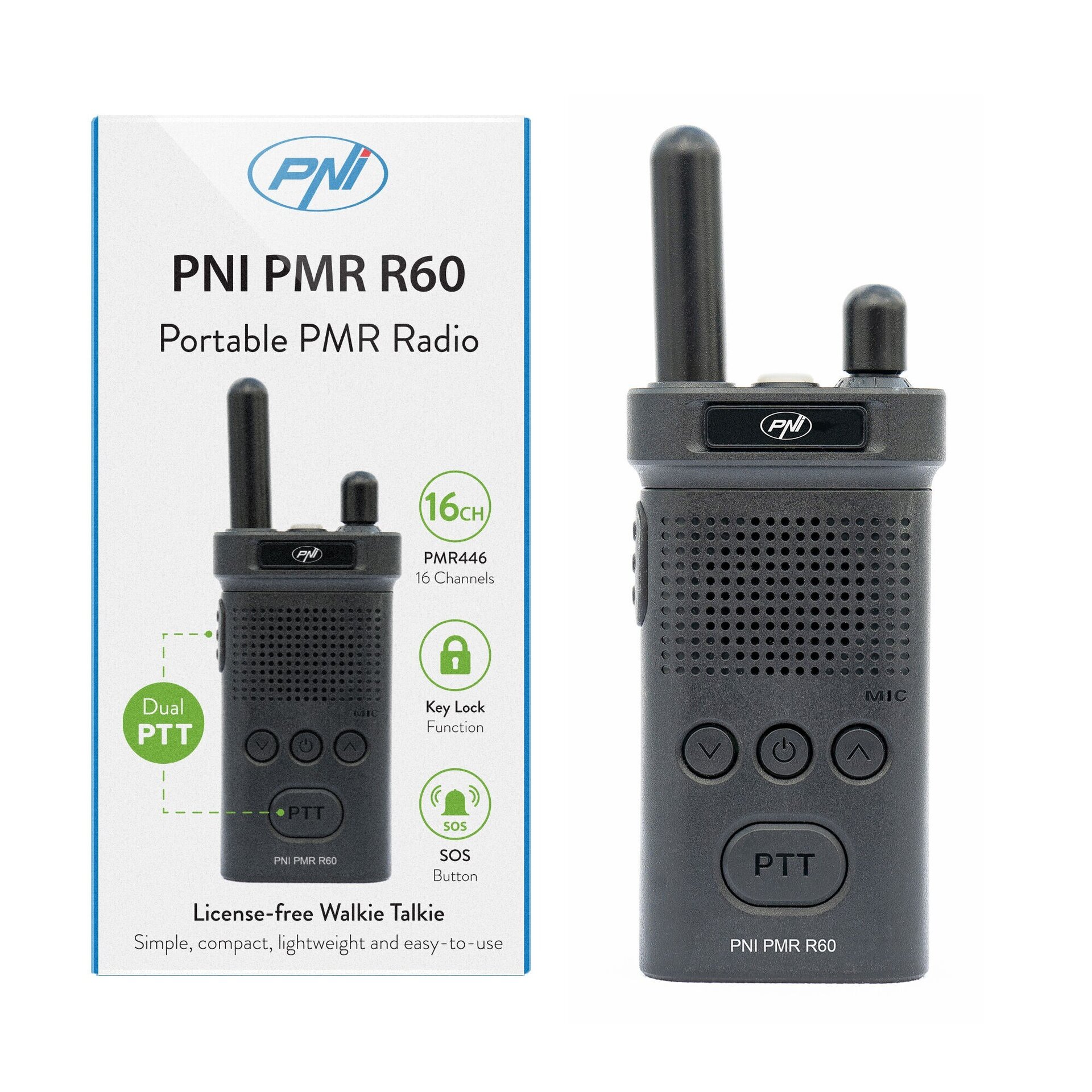 Walkie PMR-446 profesional,ocio,  frecuencias de Uso libre, bateria recargable - 2