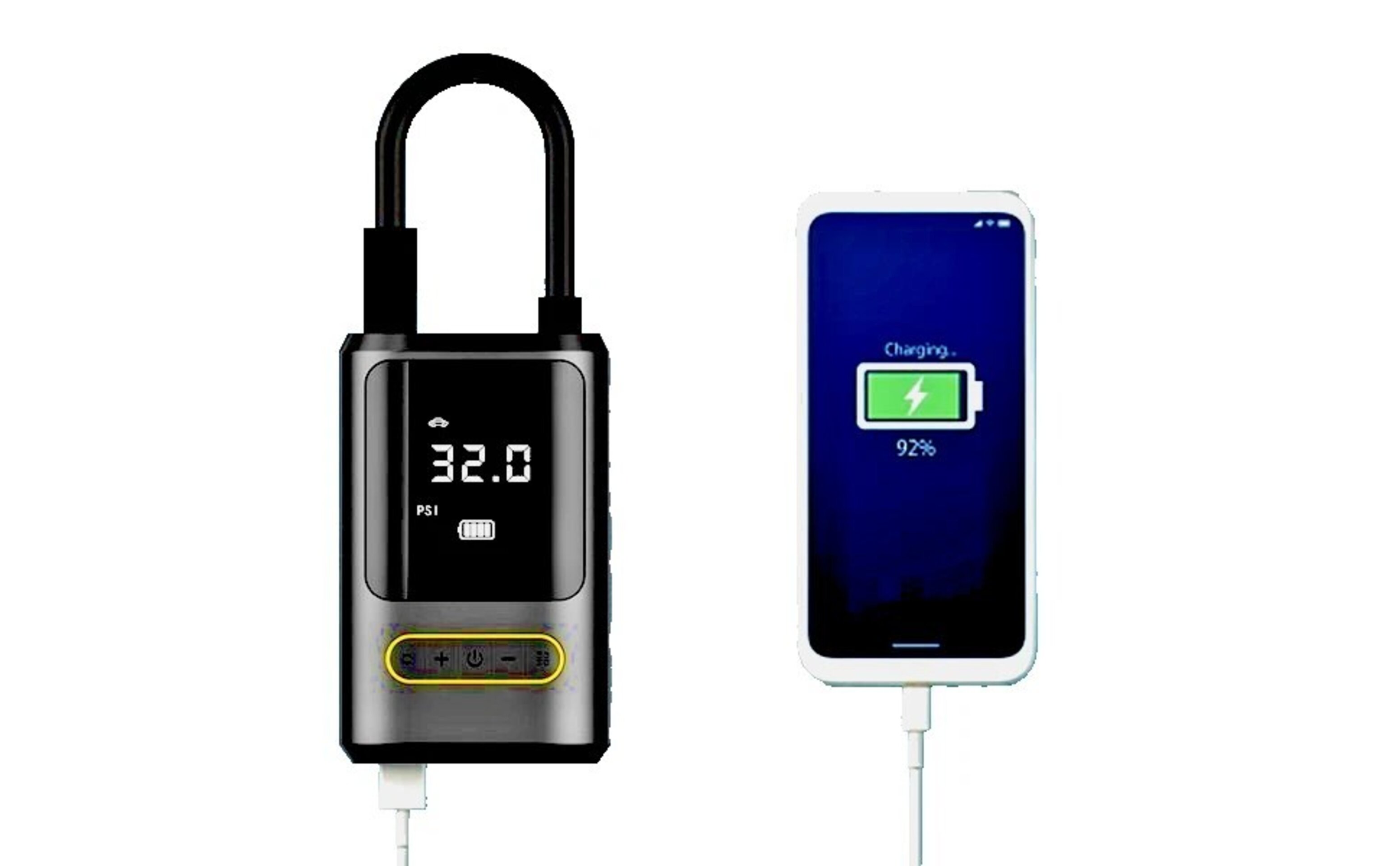 Compresor de aire portátil, power bank, linterna, bateria incorporada - 2