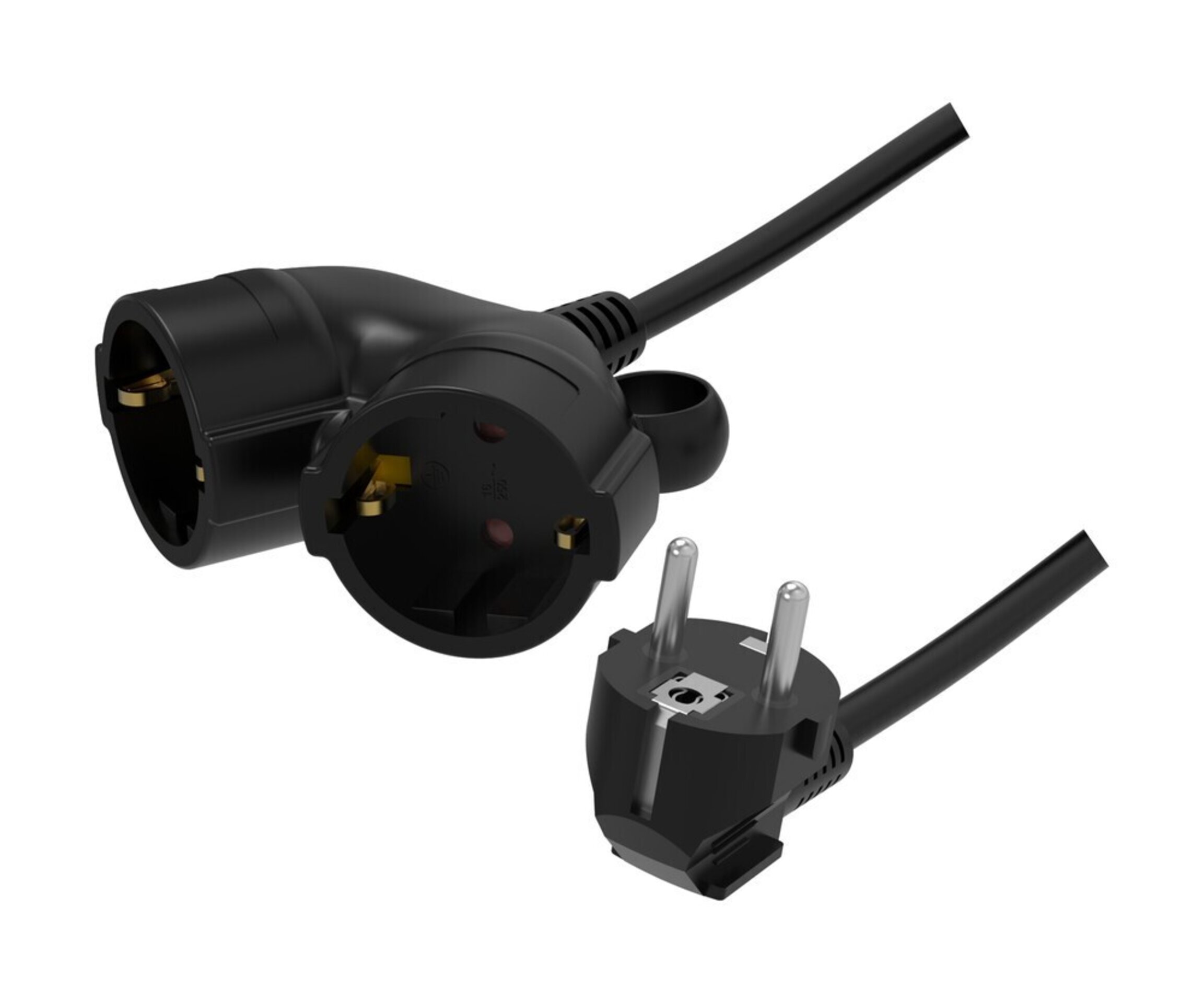 Prolongador doble 2 metros sin Interruptor, negro. 3 x 1,5 mm - 1